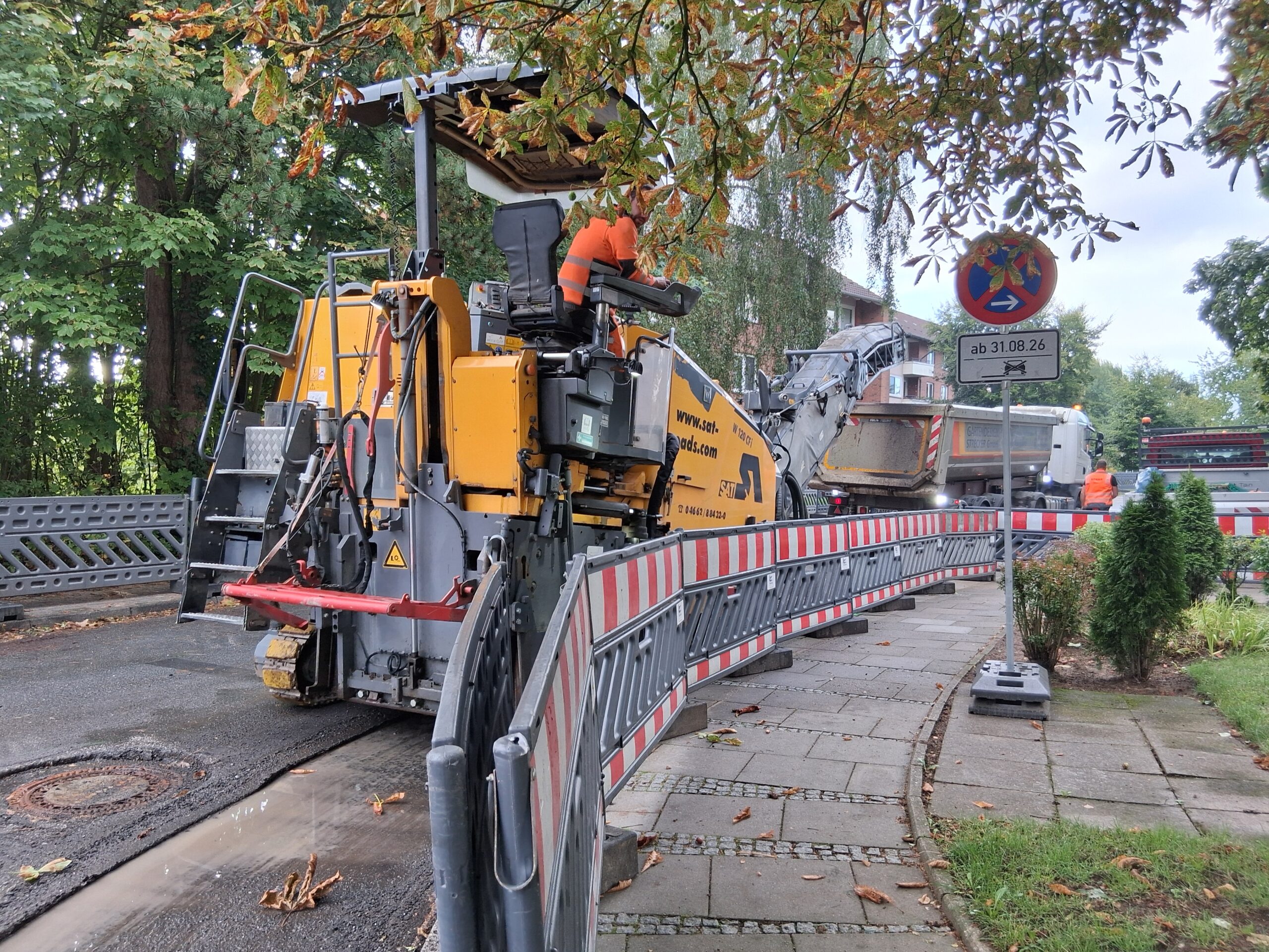 Bredowstraße in Kronshagen während der Sanierung der Straßendecke